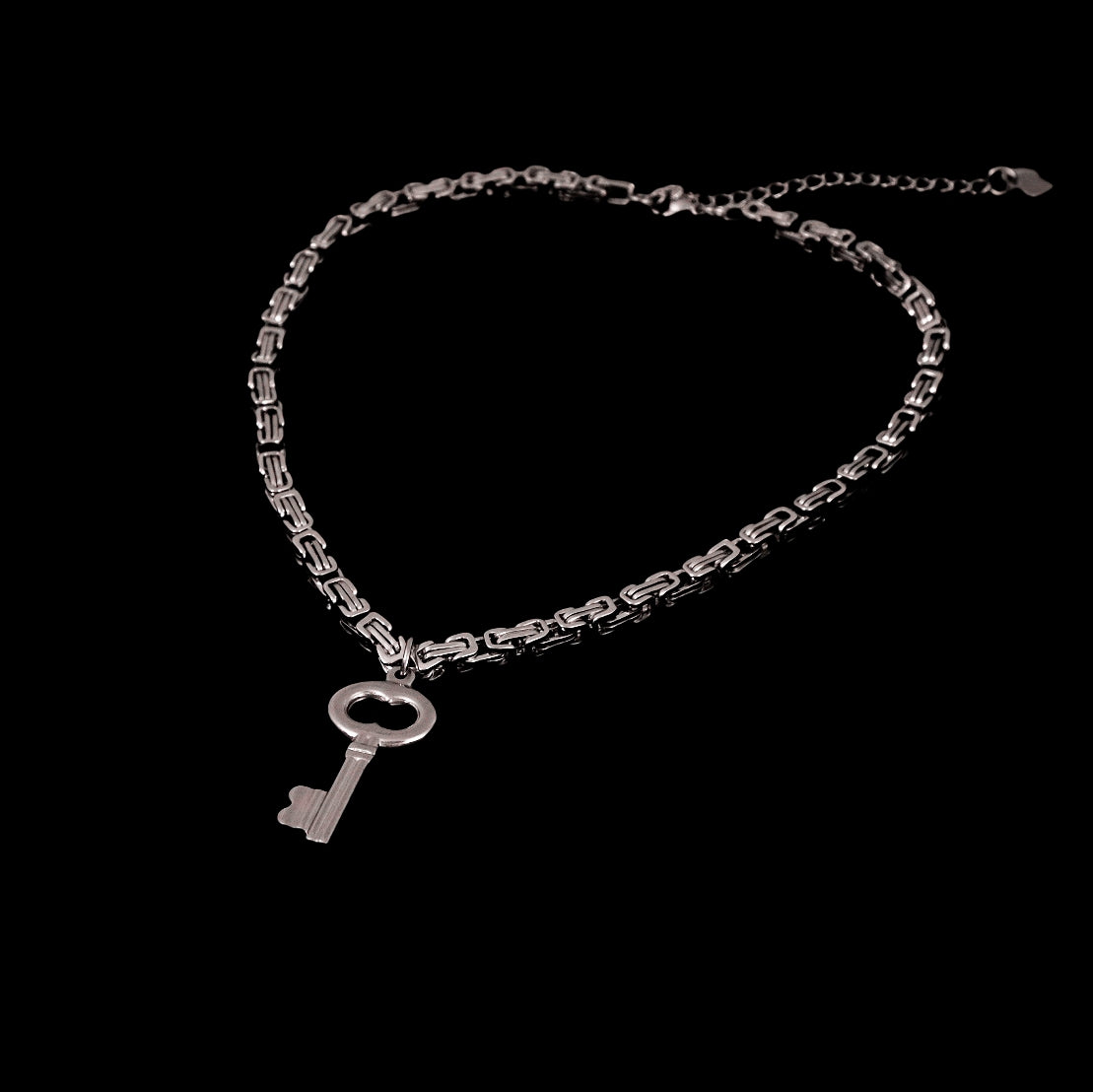 Unlock Key Pendant Necklace | Lock Hearts Collection | Stainless Steel Jewelry Design and Handmade in New York | Sustainable Stainless Steel Jewelry